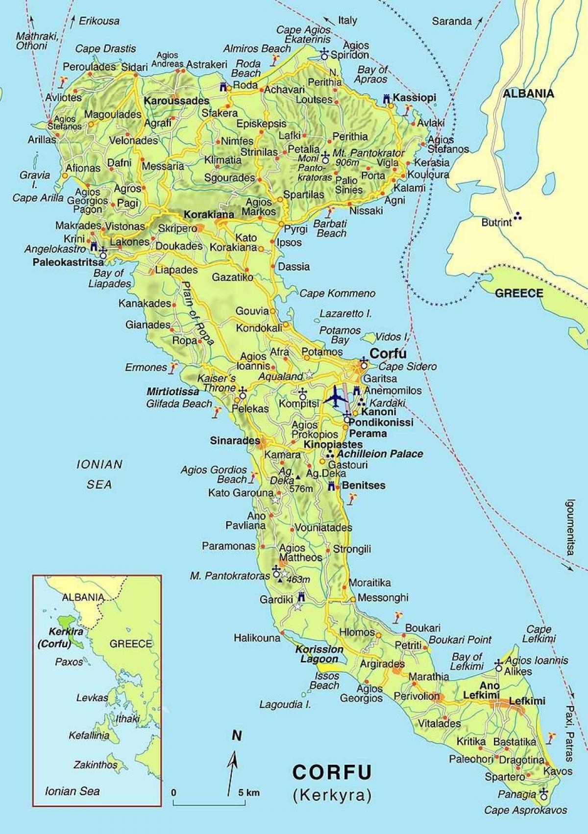 Corfu Grecia Mapa 