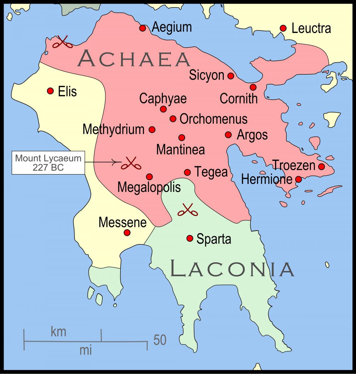 Laconia Grecia Mapa Plano De Laconia Grecia Sur De Europa Europa   Laconia Grecia Mapa 